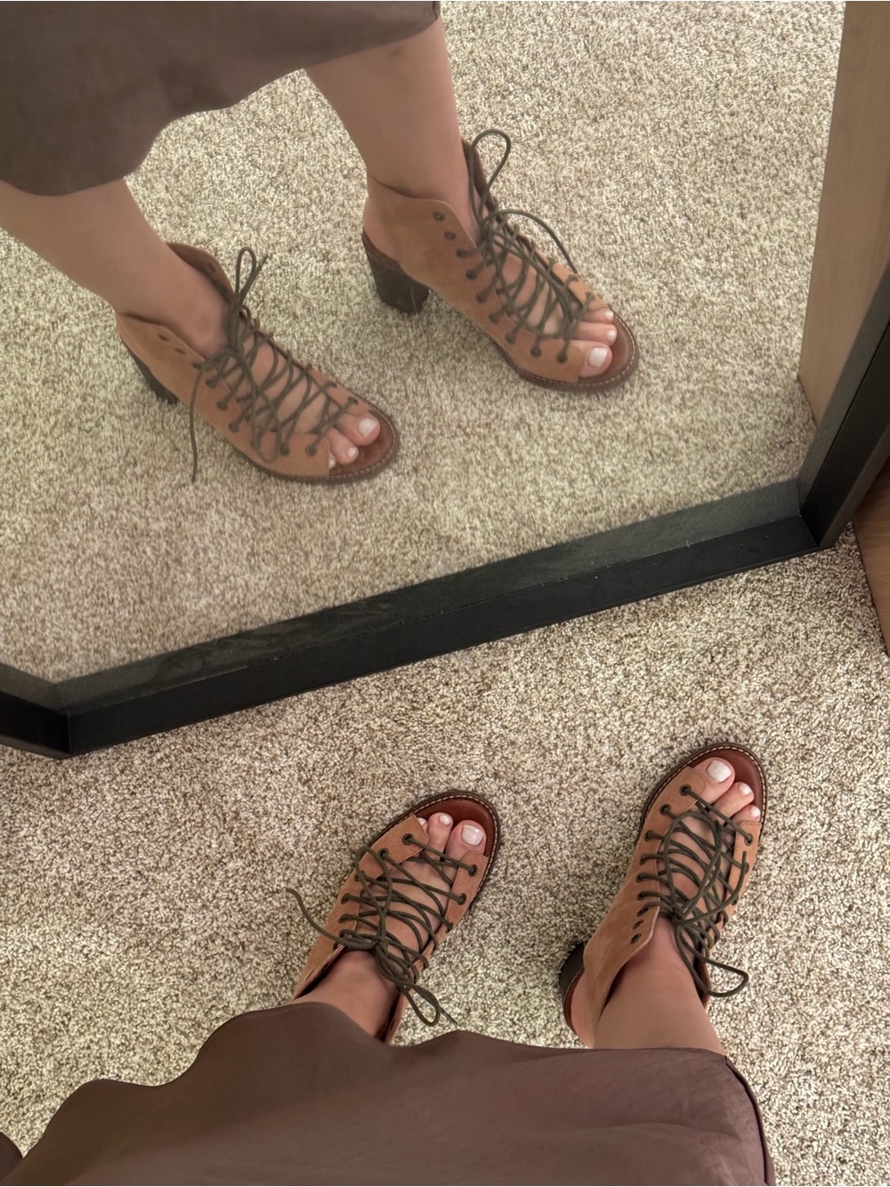 Free people Women's Lace-Up Open-Toe Suede Ankle Boots - Brown - Picture 5 of 6